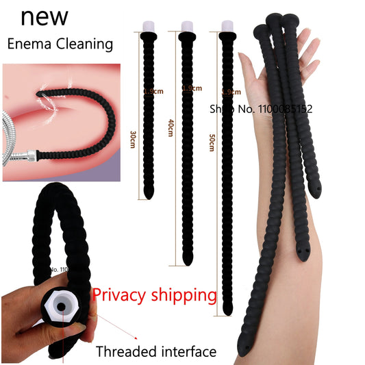 Deep Anal Plug Washing Tube Long Buttplug Cleaning Accessories Sex Toys For WomenMen Couples Vaginal Anus Shower Silicone Plug