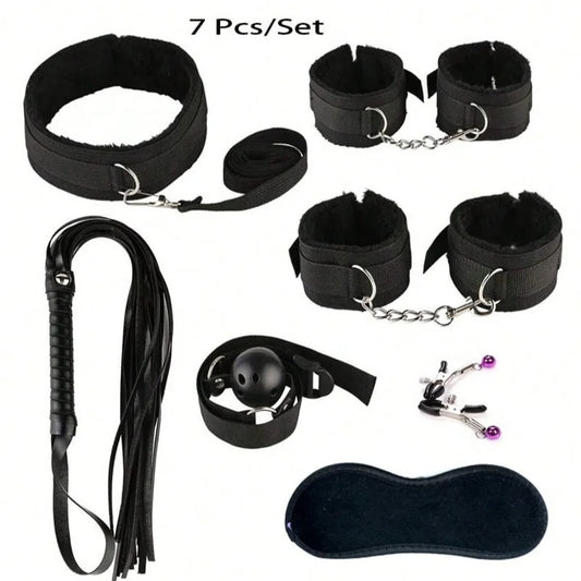 Sex Toy BDSM Leather Whip Plush Sex Handcuffs Nipple Clamps Whip Spanking Sex Metal Anal Plug Butt Bdsm Bondage Adult Games18+