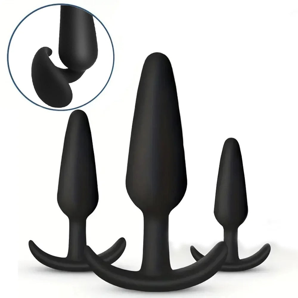 3 Different Size Anal Plug Soft Silicone Anal Butt Plug Stimulator Adult Sex Toys for MenWomen Prostate Massager Anal Trainer