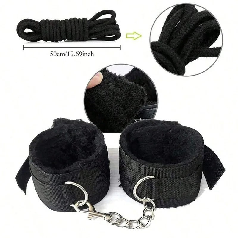 Sex Toy BDSM Leather Whip Plush Sex Handcuffs Nipple Clamps Whip Spanking Sex Metal Anal Plug Butt Bdsm Bondage Adult Games18+