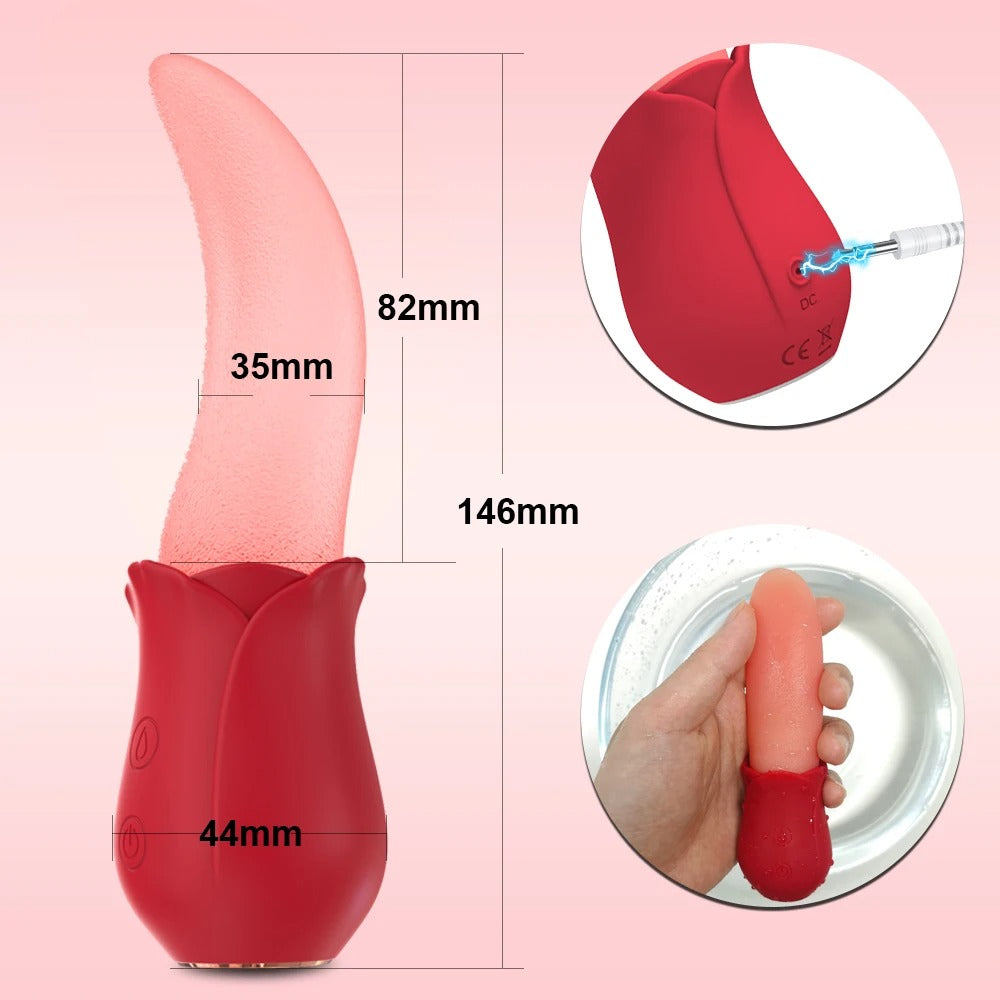 Rose-Shaped Clitoral & Nipple Stimulation Massager – Soft Silicone Wellness Device