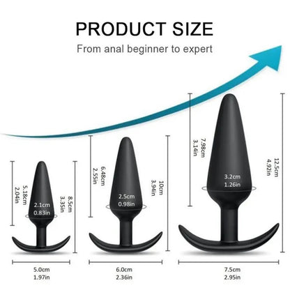 3 Different Size Anal Plug Soft Silicone Anal Butt Plug Stimulator Adult Sex Toys for MenWomen Prostate Massager Anal Trainer