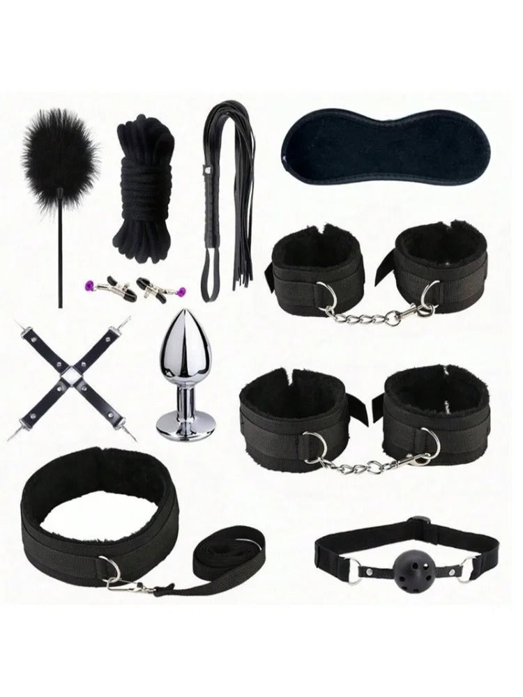 Sex Toy BDSM Leather Whip Plush Sex Handcuffs Nipple Clamps Whip Spanking Sex Metal Anal Plug Butt Bdsm Bondage Adult Games18+